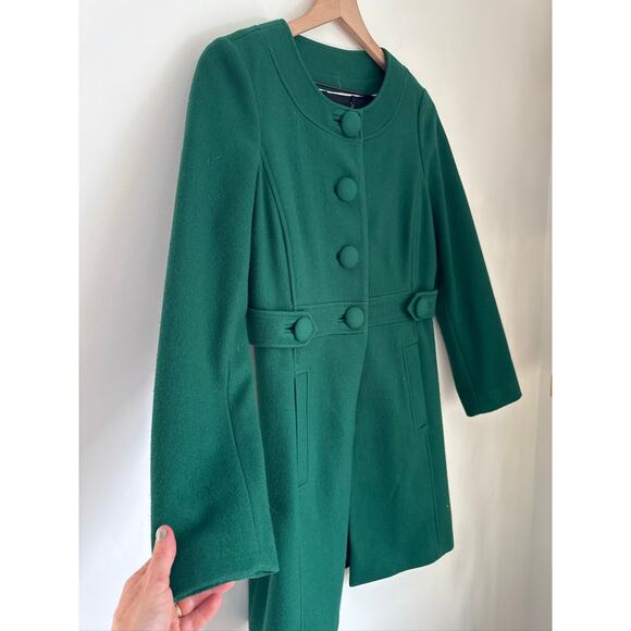 Banana Republic Collarless Emerald Green Capitan's Coat Wool-Blend - Picture 5 of 8